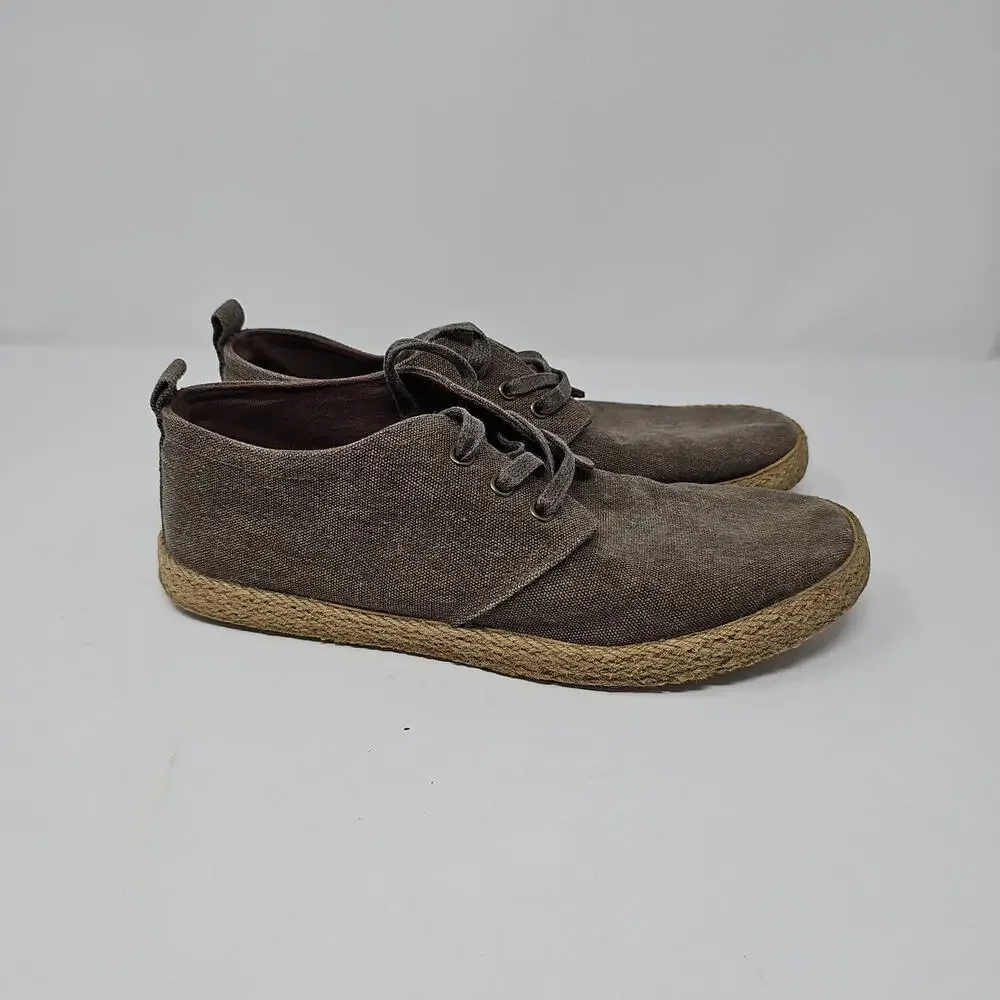 Lamo Mens Brown Canvas Chukka Espadrille Lace Up Shoes Size 10 Coastal‎ Casual